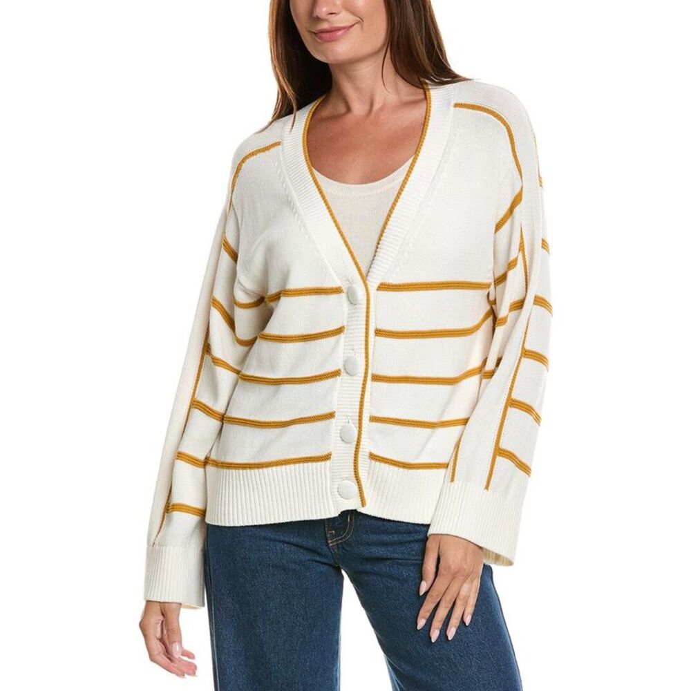 Wispr Womens  Links Stripe Cardigan, White
